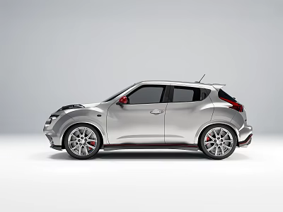 Silver Compact Sports Car Featuring Sporty Design Red Accents And Alloy Wheels 3d model
