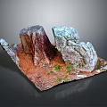 Natural Style Wood Stone Decorative Model With Tree Stump Moss And Red Base