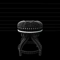 Vintage Wooden Stool With Brown Leather Seat Rivet Detailing And Carved Legs