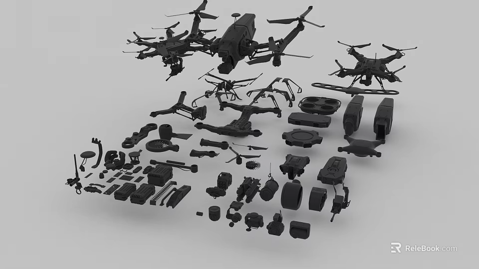 High Quality Commercial Drone Equipment with Multiple Drones and Accessories 3d model