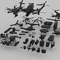 High Quality Commercial Drone Equipment with Multiple Drones and Accessories 3d model