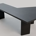 Modern Black Wooden Office Desk With Unique Angular Shape And Sturdy Legs 3d model