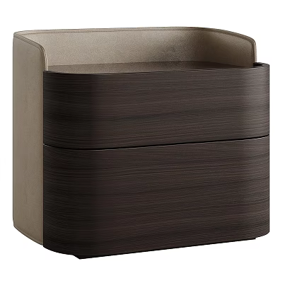 Modern Bedside Table Featuring Dark Brown Wood Design And Two Storage Drawers 3d model
