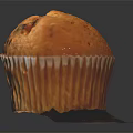 Fresh Baked Muffin With Chocolate Chips in Paper Liner on Black Background with Reflection