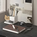 Organized Workspace With Notebook Stationery Sunglasses Watch And OAD Tag On Black Desk