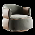 Modern Beige Boucle Upholstered Leisure Chair With Brown Leather Patchwork For Cozy Home Interior
