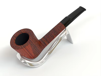 Decorative Ornament Set with Wooden Pipe and Clear Acrylic Stand for Home Decor 3d model