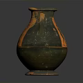Ancient Terracotta Amphora With Black Figure Decoration And Double Handles