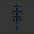 Fictional Blue Creature Character With Spiked Appendages On Dark Background And Reflection