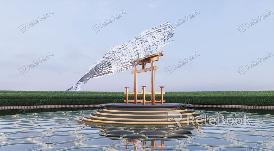 Modern city sculpture sculpture sketch humpback whale fish dragon gate model