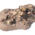 Pile of Natural Stone and Wood Debris with Rough Texture and Broken Pieces