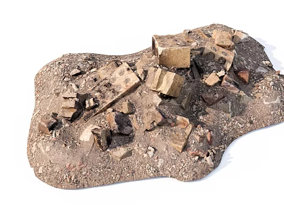 Pile of Natural Stone and Wood Debris with Rough Texture and Broken Pieces 3d model