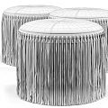 Stylish Brown Fringed Ottoman With Suede Upholstery And Gray Accent Pieces