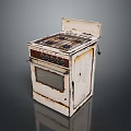 Vintage Household Gas Stove Oven Old Kitchen Appliance With Rusty Parts