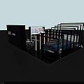 JD com Exhibition Booth Featuring Blue Convertible Car And Black Display Structures 3d model