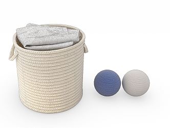 Modern Storage Basket Hemp Rope Basket Combination 3d model