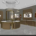 Luxury Jewelry Store Interior Design With Private Customization Display Counters And Elegant Decorations 3d model