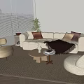Modern multi-person sofa leisure sofa chair coffee table corner table combination 3d model