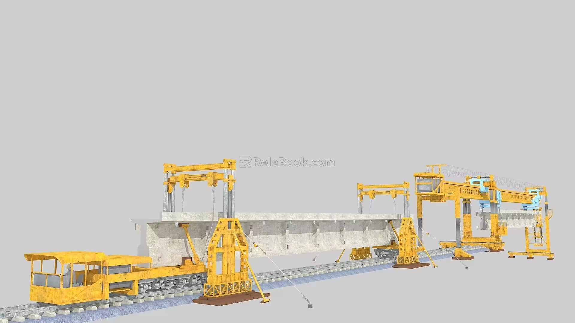Commonly used binding mechanical bridge erecting machine inverted gantry beam transport train beam transport animation box girder gantry crane engineering machine 01 3d model