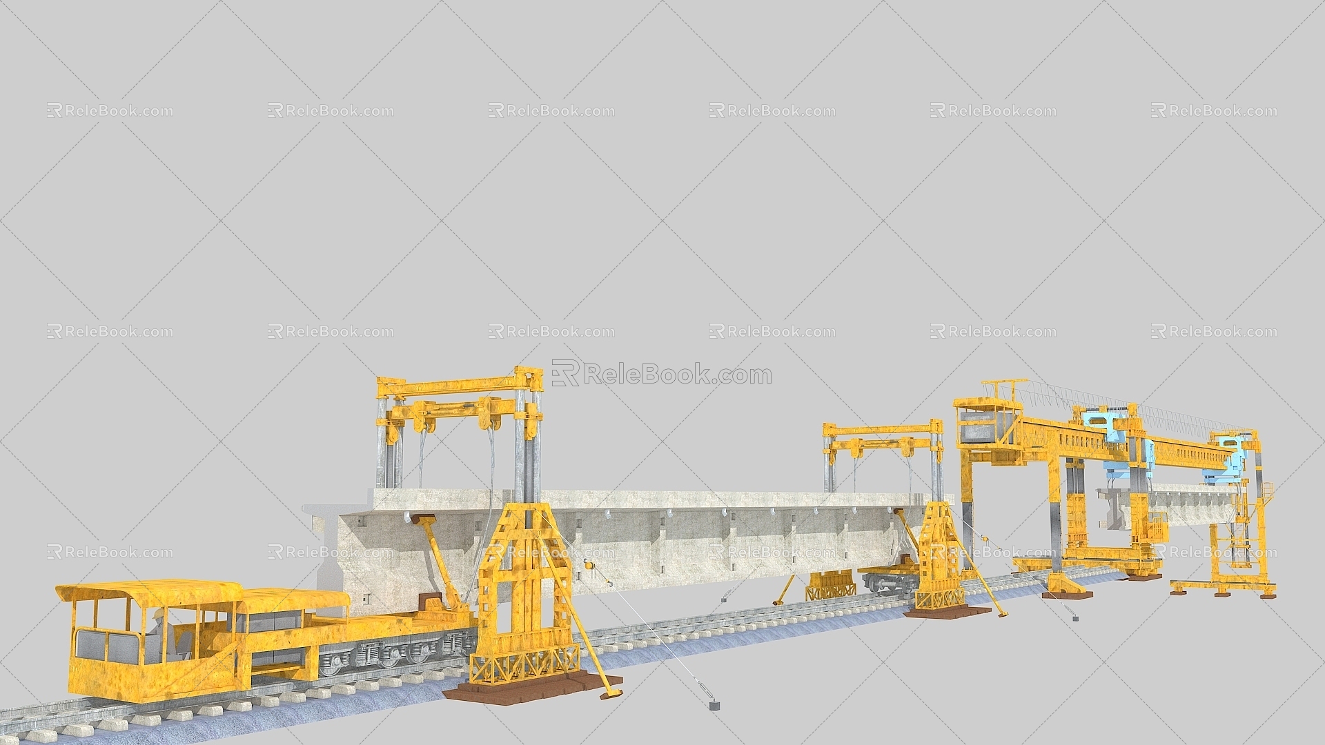 Commonly used binding mechanical bridge erecting machine inverted gantry beam transport train beam transport animation box girder gantry crane engineering machine 01 3d model