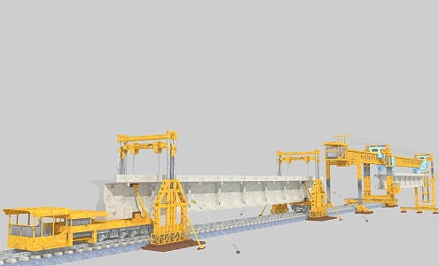 Commonly used binding mechanical bridge erecting machine inverted gantry beam transport train beam transport animation box girder gantry crane engineering machine 01 3d model