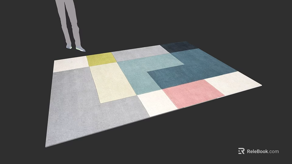 Modern Square Carpet With Colorful Geometric Pattern For Living Room Decor 3d model 