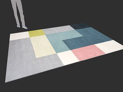 Modern Square Carpet With Colorful Geometric Pattern For Living Room Decor 3d model