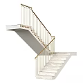 Minimalist Modern Floating Staircase With White Stone Steps And Golden Railings