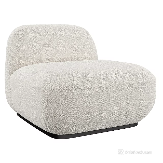 Modern Beige Single Sofa With Soft Textured Fabric And Curved Design 3d model