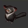 Cute Bush Baby With Big Eyes And Fluffy Tail Sitting On Dark Background