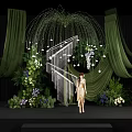 Green Themed Photo Spot With Hanging Decorations Staircase And Fresh Flowers