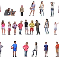 Diverse People of Different Ages in Various Poses and Casual Outfits