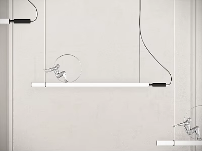 Modern Minimalist Ceiling Light Design With Long White Strip And Black Accents 3d model