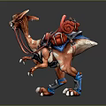 Fantasy Camel Mount With Red And Blue Decorative Armor And Gear Details