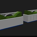Commercial Display Equipment with White Counters Green Turf Bridge Structures Blue Edges and Cabinet Doors