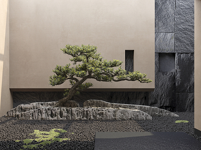 New Chinese style landscape sketch courtyard landscape model