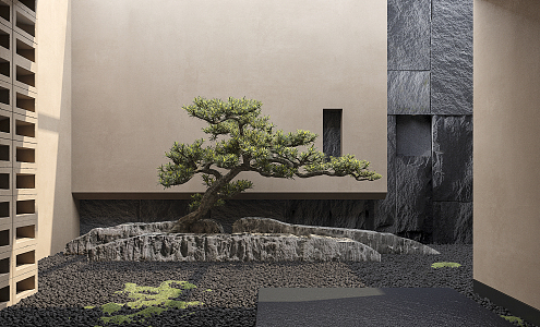 New Chinese style landscape sketch courtyard landscape 3d model