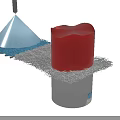 Decorative Red Candle With Blue Base And Conical Shape On Textured Surface 3d model