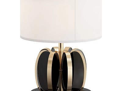 Elegant Modern Table Lamp With White Lampshade And Gold Black Ring Shaped Base 3d model