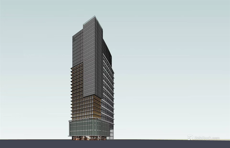 Modern Tall Office Building With Glass Facade And Modern Architectural Design 3d model 