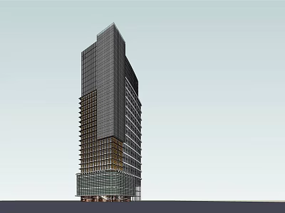 Modern Tall Office Building With Glass Facade And Modern Architectural Design 3d model