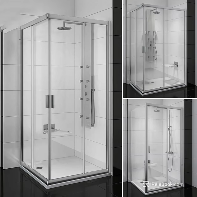 Modern Shower Sauna Interior Design With Glass Enclosure And Stainless Steel Fixtures 3d model 