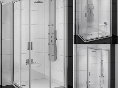 Modern Shower Sauna Interior Design With Glass Enclosure And Stainless Steel Fixtures 3d model