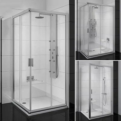 Modern Shower Sauna Interior Design With Glass Enclosure And Stainless Steel Fixtures 3d model