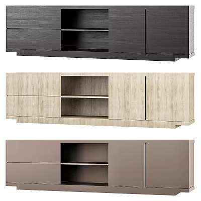 Modern Wooden Dressers With Drawers And Open Shelves In Various Colors 3d model