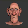 Realistic 3D Elderly Male Game Movie Character With Wrinkled Face Large Ears And Blue Eyes