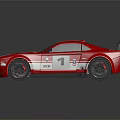 Pink And White Striped Race Car With Rear Spoiler Numbers 4 And 1 On Body