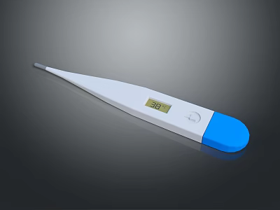 Digital Medical Thermometer With Digital Display White And Blue Design For Accurate Body Temperature Measurement 3d model