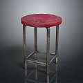 Red Upholstered Circular Seat Bar Stool With Metal Legs And Simple Design
