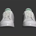 Classic White Sneakers with Green Accents and Comfortable Lace Up Design
